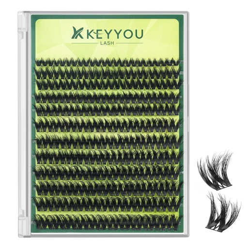[BRSREBIYC57R6FLA] KEYYOU Lash Clusters 3D Effect Volume Eyelash Clusters Flaunt Style 144PCS D Curl Flora Wispy Look LengthLock 8–18mm Mix Ultra-Thin Black Band (PuffSilk V3D01)