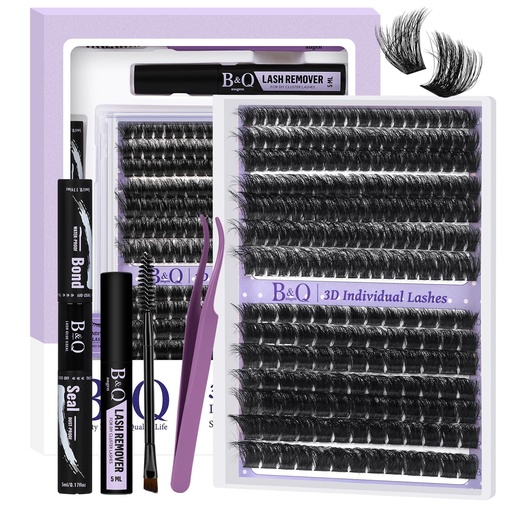 [BRSREHQBAQHGC2Q3] B&Q Fluffy Lash Clusters Kit 100D+200D Dramatic Eyelash Clusters Kit 10-18MM 0.05MM Wispy Lash Thick Volume DIY Individual Lashes 3D Mega Eye Lashes Suitable for Beginners at Home(KIT-100D+200D)