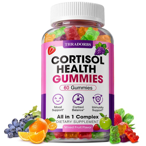 [BRSRYYA5CMBGG2Y3] Cortisol Supplements for Women & Men, Cortisol Reducer Gummies with Magnesium Ashwagandha & L-Theanine, Cortisol Manager for Sleep Support & Stress Relief, Mood Balance, Cortisol Detox, 60 Count