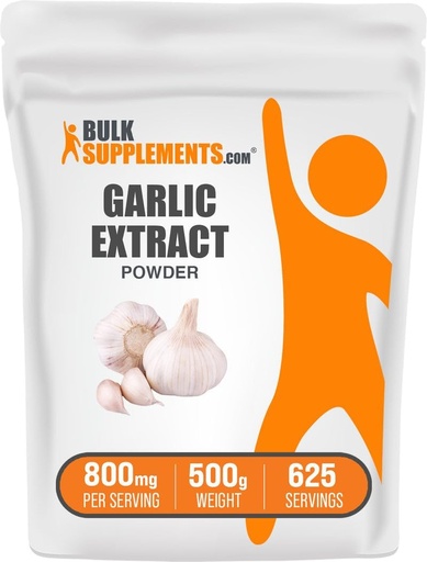 [BRSWIAYRBMGWED3C] BulkSupplements.com Extract Powder de ajo - Suplemento de ajo, Suplemento herbal, Sativum de Allium - Herbal & Gluten Gratis, 800 mg por ser, 500g (1.1 lbs) (Pack of 1)
