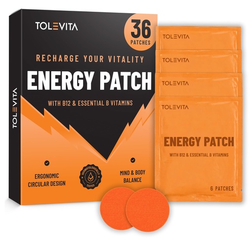 [BRSRGCDRCIMRODLH] TOLEVITA Energy Patches – 36 Circle-Shaped Patches with Vitamin B12 – Energy, Focus & Vitality for Active Lifestyles, Fitness, Workouts, Travel & Daily Use