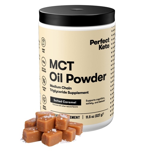 [BRSWGFAPAUFQGH3B] Perfect Keto 7g MCT Oil Powder, Medium Chain Triglycerides Supplement, Non Dairy Coffee Creamer for Keto Diet, Ketogenic MCT Oil Mix for Coffee, Smoothie, Protein Shakes, Salted Caramel, 30 Servings