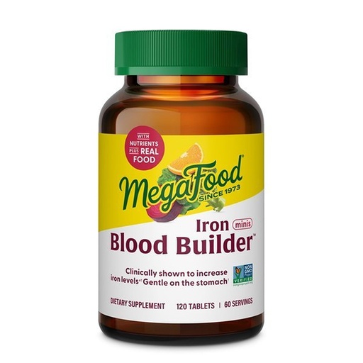 [BRSRGHQYC4PBQAY4] MegaFood Blood Builder Iron Supplement for Women & Men - Increase Iron Levels Without Side Effects, Improves Energy Levels, B12, Folic Acid, Vitamin C for Absorption, Vegan, Non-GMO, 120 Mini Tablets