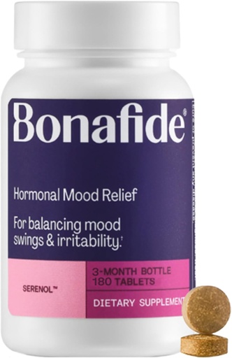 [BRSWGEI2O4FBOETZ] Serenol by Bonafide. Relief from Hormonal Mood Swings, Irritability, & PMS Bloating. — 3-Month Supply (180 Tablets)