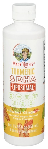 [BRSW2AQDOQDWGYLP] Mary Ruth's Sweet Ginger Turmeric & DHA Liposomal, 15.22 FZ