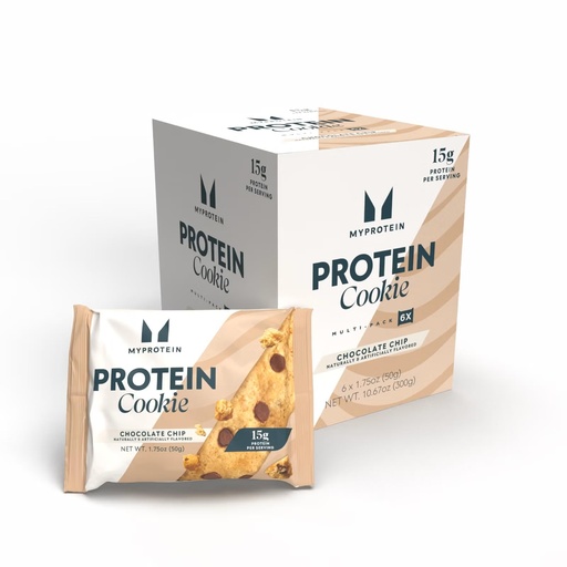[BRSREAYKCJ6QGCAV] Myprotein Baked Protein Cookie, Chocolate Chip Flavor, High Protein Snack with 60g Protein Per Box (15g Per Cookie), 6 Soft-Baked 60g Cookies, Delicious Post-Workout Treat, 210 Calories Each