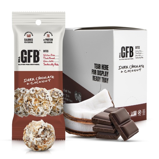 [BRSRMGQPAECQOH37] The GFB Dark Chocolate Coconut Protein Bites - Gluten Free, Plant Based, Non GMO, Sustainably Made – Ridiculously Tasty, Healthy, Vegan, Protein Energy Balls, 1.2 oz (10 count)