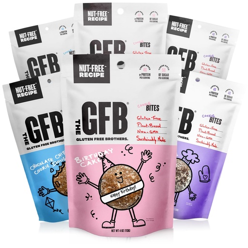 [BRSRAGAZBACG2CL3] The GFB Gluten Free Protein Cookie Bites Nut Free Variety Pack – Super Tasty Allergen Friendly Fudge Brownie, Cookie Dough & Birthday Cake Vegan Protein Bites, 4 Oz (6 Count)