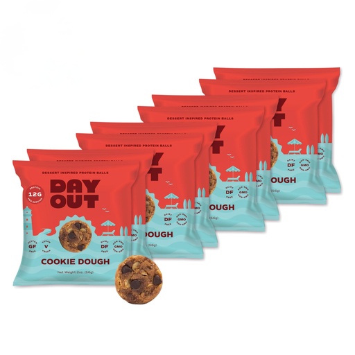 [BRSRAZQTBV5QY2TF] Day Out Protein Snack Balls | Cookie Dough 8 Pack Snack Bites | Gluten-Free, Dairy-Free, Vegan Treat | Convenient Ready to Eat Healthy Dessert Energy Bites | Includes 8 x 2oz Packs (16oz Total) | 12g Protein