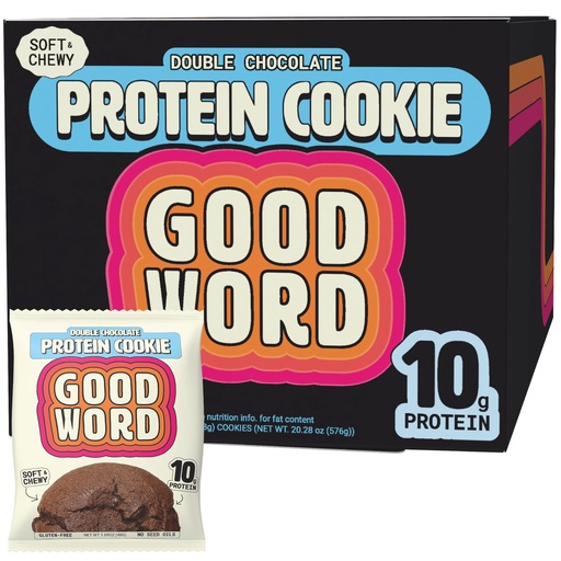 [BRSRACATOZYAGE3F] Double Chocolate Protein Cookie, Soft & Chewy, High Protein Snack, Gluten-Free, Grain-Free, Dairy-Free, No Seed Oils, No Refined Sugars, Made with Almond Butter & Collagen, 12-Pack