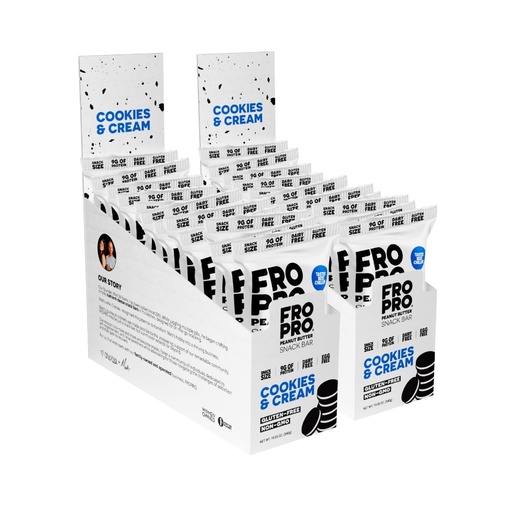 [BRSRGYIQBNYRQ33F] FROPRO Plant Protein Snack Bars, One Bite Crave-Worthy Taste, Honey-Sweetened Plant-Based Protein Bars, 9–10g Protein, Gluten & Dairy Free, Snack Size On-the-Go, Cookies and Cream, 24 Pack