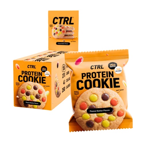 [BRSROH3RC4MGGCQ3] CTRL Peanut Butter Piece Protein Cookies - Soft Baked Cookies with Rich and Creamy Peanut Butter Pieces - Nutrition Packed Protein Treats with 15g of Protein, 4g Collagen & Fiber - Protein Snack for Active Lifestyles (12 Pack)