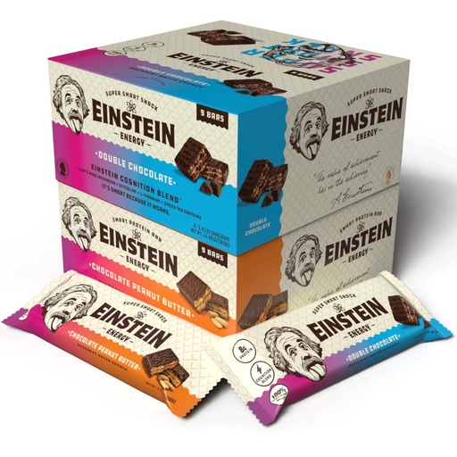 [BRSRGYITBB7WGFD2] Einstein Energy Smart Snack Bars- Double Chocolate & Peanut Butter Protein Bars with Lion’s Mane, Green Tea Extract & Caffeine for Focused Energy- Chocolate Wafers Bars Boost Mind, Body & Mood Anytime