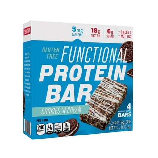[BRSREFQBDMIBOFLX] Cookies & Cream High 18g Protein Bar, Low Carb MCT Oil Energy Food, Pre Post Workout Replacement Meal Snack Snacking Gluten Free Keto, 8.2oz Elevation Box