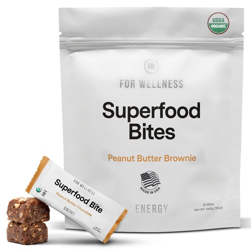 [BRSRGGIYPICB6H37] For Wellness Superfood Bites Energy: Peanut Butter Brownie | Healthy Snacks for Adults and Kids | Organic, Healthy Snack for Energy and Brain Food | 20 Count