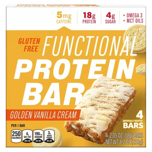 [BRSREFANDJ7AA234] Golden Vanilla Cookies & Cream High 18g Protein Bar, Low Carb MCT Oil Energy Food, Pre Post Workout Replacement Meal Snack Snacking Gluten Free Keto, 8.2oz Elevation Box
