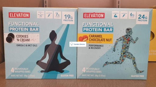 [BRSW2YYHA4HQOE34] Elevation Functional Protein Bar Cookies Cream and Caramel Chocolate Nut (Two Boxes)
