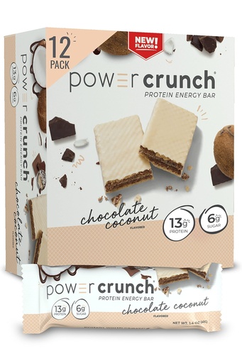 [BRSWYAIHCN5BA3L7] Power Crunch Protein Wafer Bars, High Protein Snacks with Delicious Taste, Chocolate Coconut, 1.4 Ounce (12 Count)