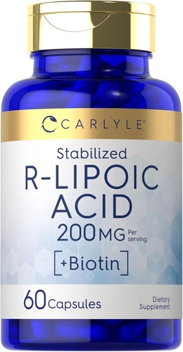 [BRSROZYLARYBA3LV] Carlyle R- Lipoic Acid 200mg Acid 124; 60 tobolek 124; stabilizované RLA s Biotin Acid 124; Non- GMO, bez glutenu