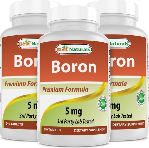 [BRSW2AQEB4IQOC3V] Best Naturals Boron Supplements 5 mg 240 Tablets (240 Count (Pack of 3))