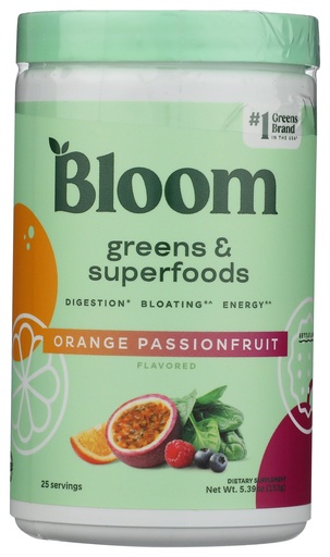 [BRSRAGQDO4JQYE34] Bloom Nutrition Orange Passion Fruit Greens & Superfoods, 5.39 OZ