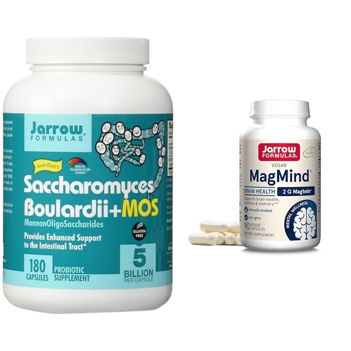 [BRSRAZYRCECREHTZ] Jarrow Formulas 5 Billion CFU Probiotics + Prebiotics 180 Capsules & MagMind Brain Health Magnesium L-Threonate 90 Capsules Bundle