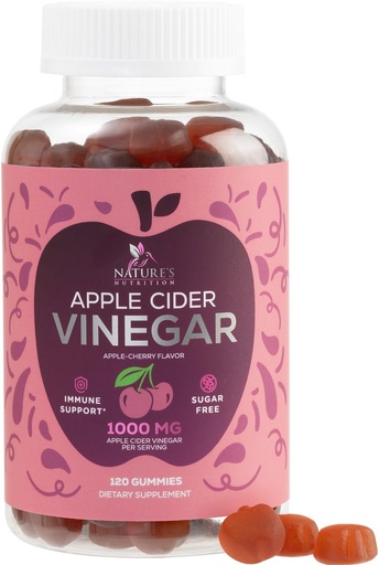 [BRSRMBA2DN6RSFDA] Apple Cider Vinegar Gummies 1000mg Per Serving - Sugar Free ACV Gummy Vitamins Supplement - Vitamin B12 & B6 for Energy - Digestion, Detox & Cleanse Support, Vegan, Gluten-Free, Non-GMO - 120 Gummies