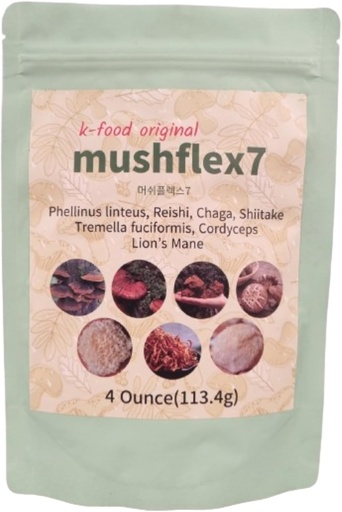 [BRSROGIZAVYG23TJ] K-Food 7 Mushroom Powder Supplement with Phellinus linteus, Red Reishi, Lion’s Mane, Cordyceps, Chaga, Shiitake, Tremella fuciformis, Production of Korea – 4 Ounce