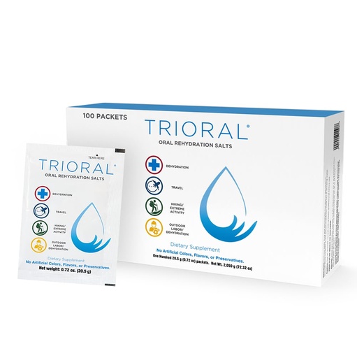 [BRSWIHIOPMHG2DDA] TRIORAL Rehydration Electrolyte Powder – Oral Rehydration Salts for Dehydration – Supports Hydration during Workouts, Fluid Loss, and Daily Wellness – 100 Drink Mix Packets