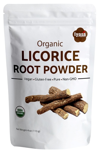 [BRSWYZLRBVYGO2DX] Iyasa Holistics Licorice Root Powder 4 oz - USDA Certified Organic Licorice Root Glycyrrhiza Glabra & Mulethi - Digestive & Adrenal Support, Natural Sweetener - Pure Ayurveda Products