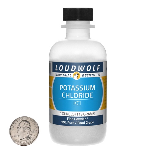 [BRSWIGYEAAHB2C32] Potassium Chloride / 4 Ounce Bottle / 99% Pure Food Grade/Fine Powder
