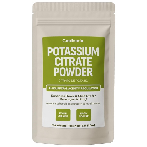 [BRSREHYBB4CRYELK] Coolinario Potassium Citrate Powder (1 LB) pH Buffer & Acidity Regulator for Beverages & Dairy | Enhances Flavor & Shelf Life | Perfect for Sports Drinks, Cheese & Jams | Food Grade