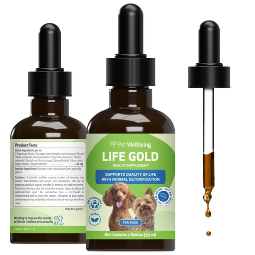 [BRSWIEAKCINWK2LE] Pet Wellbeing Life Gold for Dogs - Vet-Formulated - Immune Support and Antioxidant Protection - Natural Herbal Supplement 2 oz (59 ml)
