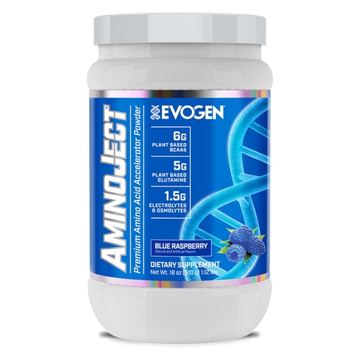 [BRSWKHD6CQEA2GDL] Evogen AminoJect - Premium BCAA Powder & EAA Recovery Formula with Electrolytes | Amino Acids Supplement for Muscle Growth, Hydration, & Recovery | Blue Raspberry | 30 Servings