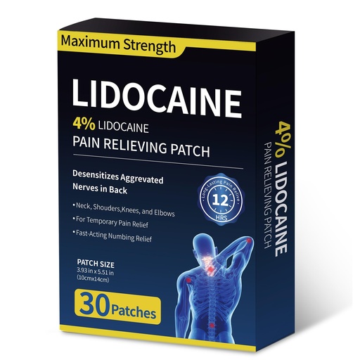 [BRSRGHT6BYFWKYLO] 4% Lidocaine Pain Relief Patches - (Large, 30, Count) Maximum Strength Relief for Back, Neck, Shoulder, Joint & Muscle Pain, 3.9”x 5.5”-030CC