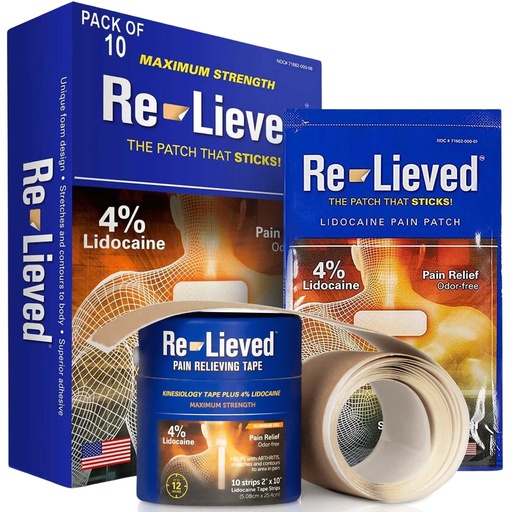 [BRSROCYFCR5BUGTJ] 4% Lidocaine Patches & Pain Relief Wrap Bundle - Maximum Strength - Aluminum-Free, Water Resistant, and USA Made - Superior Sticking Relieving Back, Joints and Muscle Pain- Combo Pack