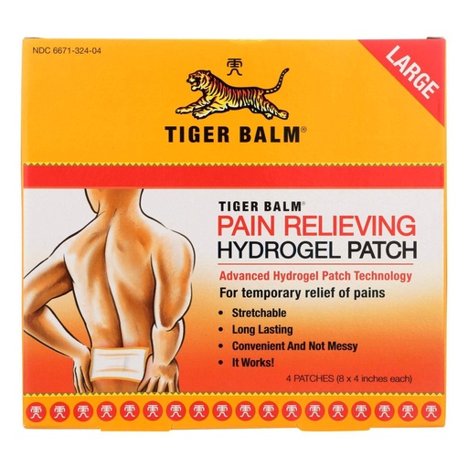 [BRSWIYAABABAYFLK] Tiger Balm Pain Relieving Patch Large, 4 Count (Pack of 6)