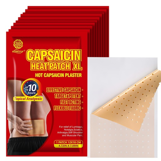 [BRSRGY32OYCAYG37] KONGDY 20 Pcs Capsaicin Heat Relief Patch, 4.72"x7.08" Extra Strength Capsicum Plaster Patches for Back, Neck, Shoulder, Knee (20 Pcs)