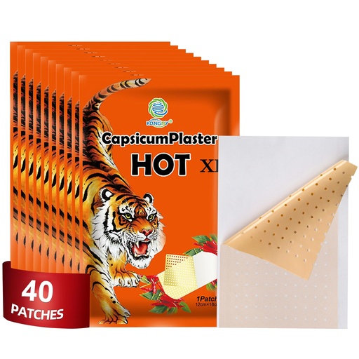 [BRSRAEAFOYMRME3O] 40 PCS Tiger Patches, Chinese Red Tiger Hot Capsicum Patch XL Large Size Ultra Strength Capsaicin Patches - 4.72×7.08 in