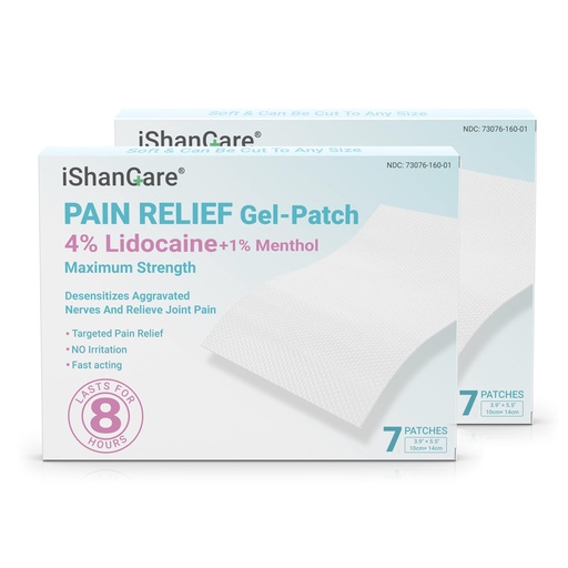 [BRSRE2QBO4BG2AIZ] ishancare Lidocaine 4% + Menthol 1% Patches 14Count Fast Acting Maximum Strength Back Neck, Shoulders, Knees, Elbows Pain Relief - Temporary Nerve & Joint Pain Solution