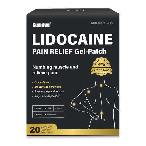 [BRSRABT2DEBG2DT7] Sumifun Lidocaine Patches Maximum Strength 4% Lidocaine, Pain Relief Patches for Back, Neck, Knee, and Shoulders | Large Size and Long Lasting | Soothes Nerves, Joints, and Injuries (large, Count, 20)