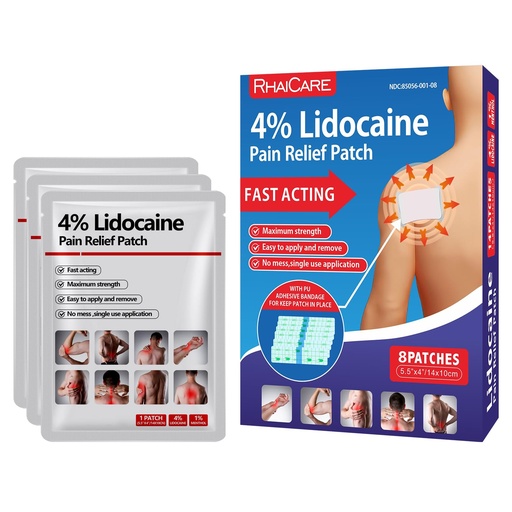 [BRSREY35PIARAGTF] 4% Lidocaine Pain Relief Patches Maximum Strength (8 Count),Gel Pain Patches for Back Knee Joint Neck Shoulder Muscle Pain Relief