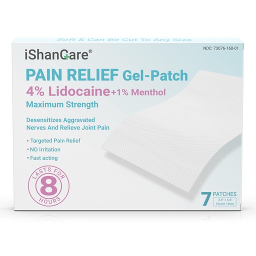 [BRSRGAL4AEFBA33J] ishancare Lidocaine 4% & Menthol 1% Pain Relief Patches - Dual Action Maximum Strength Topical Analgesic for Back, Neck & Muscle Pain, Fast Acting Cooling Relief, 7 Individually Wrapped Patches