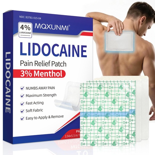 [BRSRGGQRA4CAK3LA] Newly Upgraded Lidocaine Patches, 16 Count Maximum Strength Pain Relief Patches (12 Non-Woven + 4 PU Film), 4% Lidocaine & 3% Menthol for Fast, Targeted Relief of Back, Joint & Muscle Pain