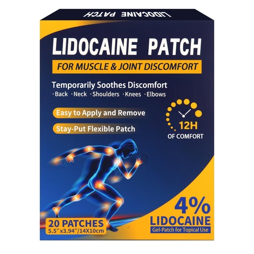 [BRSREH35BEIAGELU] AROLSU Lidocaine Patches Maximum Strength-ICY Cool Pain Relief Patches for Back, Knee, Neck, Shoulder, Joint & Muscle Pain, Compress Topical Analgesic Gel Patch- 20 Count