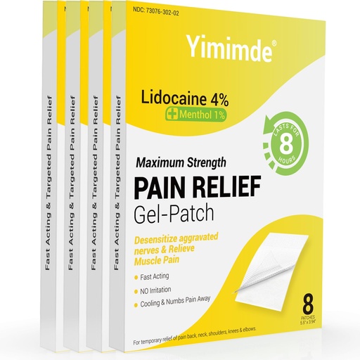 [BRSRACD7BAIR4A3F] 4% Lidocaine Patches Plus 1% Menthol - 32 Count Maximum Strength Pain Relief Patches for Back Pain, Joint & Muscle Soreness - Fast Acting, Long-Lasting