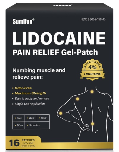 [BRSRAAYZDJYREGT3] Sumifun 4% Lidocaine Pain Relief Patches - 16 Count Patches for Lower Back, Shoulder, Elbow, Knee, Muscle & Joint - Extra Strength Lidocaine
