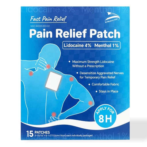 [BRSREBA2CUHWAG3J] 4% Lidocaine Plus 1% Menthol Pain Relief Patch for Back Ache Stiff Neck Joint Pain Muscle Soreness Topical Analgesic,15 Counts