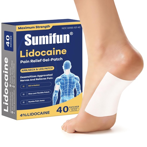 [BRSRGZI6DIGQACQZ] Sumifun 4% Lidocaine Patches - Plantar Fasciitis Relief, Foot & Neck & Arm & Small Pain Areas - Maximum OTC Strength - Stays in Place (Small, Count, 40)