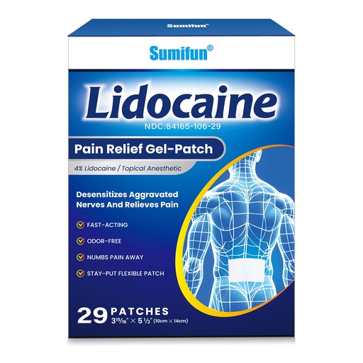 [BRSRGFDYDF5G2ELV] Sumifun Lidocaine Numbing Pain Patches - Maximum OTC Strength Pain Relief for Simple Backache, Muscle Sore, Joint Pain, Sprain, Strain, Fast Acting & 8 Hours Long Lasting (Large, 29 Count)